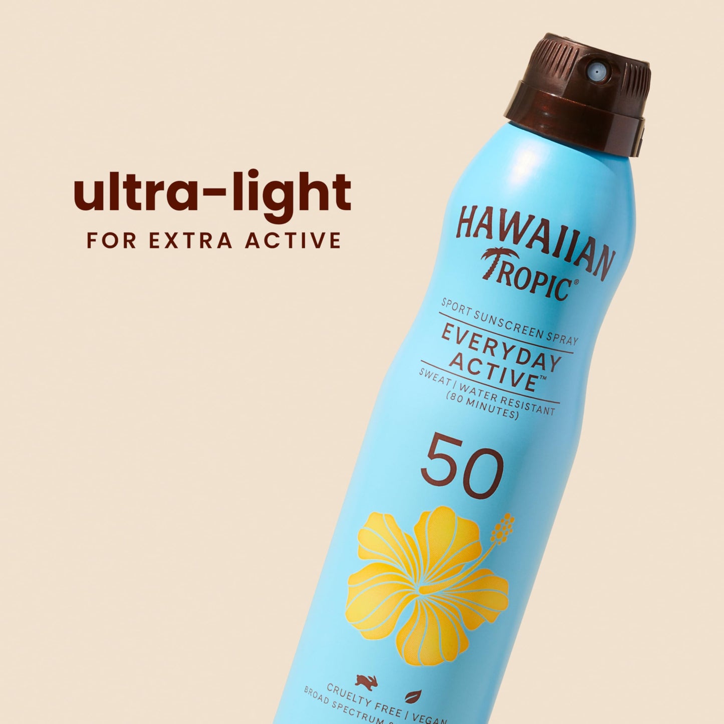 Hawaiian Tropic Everyday Active Spray Sunscreen SPF 50 | Body Sunscreen Spray SPF 50, Sunblock, Oxybenzone-Free, 6oz each Twin Pack
