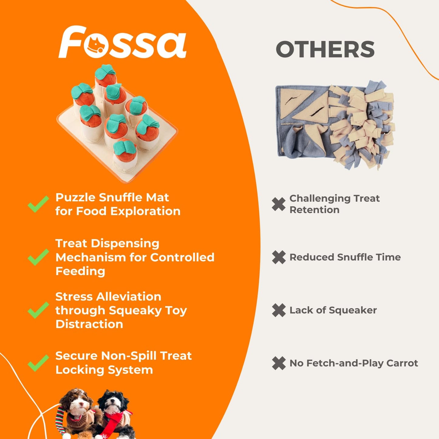 Boredom Buster for Small and Medium Dog, Interactive Treat Puzzle Rug, Slow Feeder Mat with Squeaky Carrots, 20-40 Mins Self-Entertainment Toy, Enrichment Toy Gifts for Dog