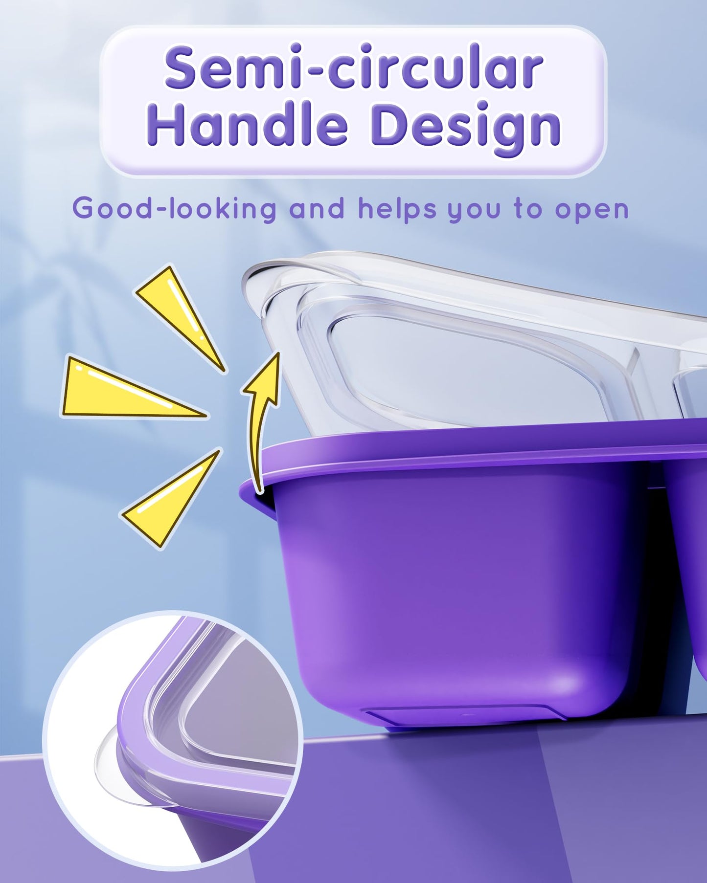 5 Pcs Bento Snack Containers, Reusable 4 Compartment Divided Food Storage Containers, Divided Lunchable Container for School, Work and Travel (Transparent Lids)