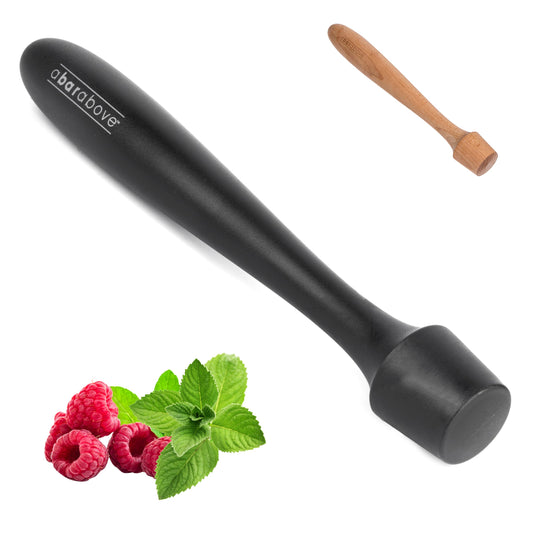 A Bar Above Black Muddler for Cocktails, 12-Inch Long Cocktail Muddler, Perfect to Crush Fruit, Pressing Mint and Sugar Cubes, Mint Muddler to Make Mojitos, Essential Bar Tools for Bartender Set