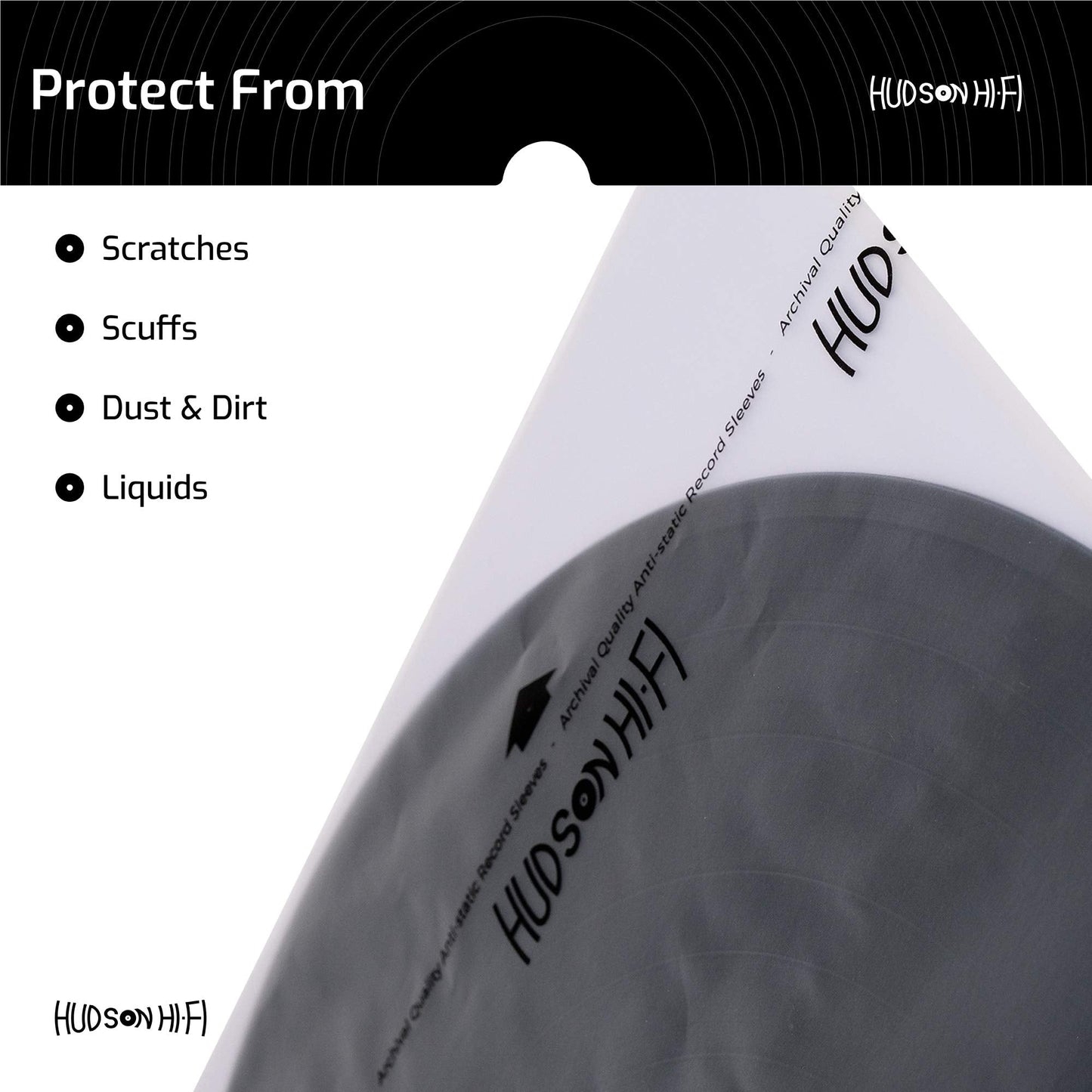 Hudson Hi-Fi Anti-Static Vinyl Record Inner Sleeves 100 Pack - Durable Clear Disc Sleeves- Protect Your LP Albums from Scratches, Dust & Dirt - Acid-Free Rice Paper Interior Disc Covers