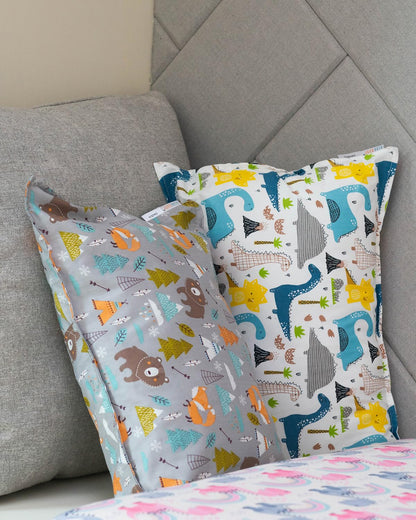 ALVABABY Toddler Pillowcases 2 Pack Organic Cotton Kids Pillow Cover Fit 13"x 18" or 12"x16" Envelope for Girl Boy Sleepy Travel Dinosaur Bear