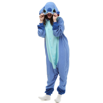 Wishliker Adult Onesie Animal Pajamas Halloween Cosplay Costumes Party Wear Blue XL