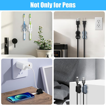 BEFSOP 2025 New Pen Holder, 6 Pack Upgraded Adhesive Pencil Holders for Wall & Desk, Marker Holder, Pen Holder for Clipboard, Teacher Supplies for Classroom kids Desk Accessories Clips Holder