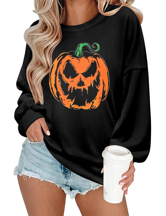 Zeagoo Women's Halloween Pumpkin Graphic Sweatshirts Long Sleeve Pullover Tops Gothic Fall Y2K Clothes 2024