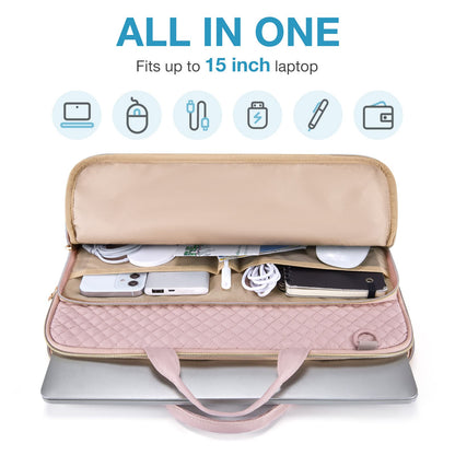 BAGSMART 15.6 Inch Laptop Case Sleeve Compatible with MacBook Pro 16 Inch,15.6 Inch HP,Dell,Acer Aspire,Asus Notebook, Lightweight Laptop Bag for Women with Shoulder Strap,Pocket,Handle, Pink