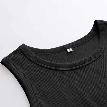 ANRABESS Womens Sleeveless High Neck Tank Tops Fashion Summer Casual Basic Slim Fit Ribbed Racerback Top Shirt Clothes Black-M