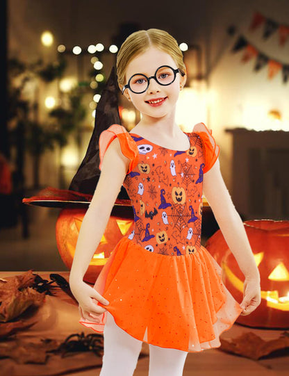 Arshiner Ballet Leotards for Girls Ballet Leotard with Skirt Toddler Flutter Sleeve Dance Dress Halloween 4-5T