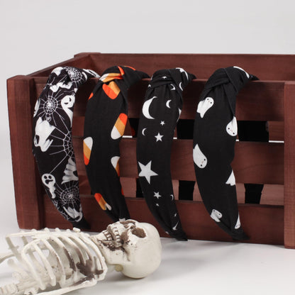 Ardorchid Halloween Headbands for Women Girls Ghost Skeleton Pumpkin Spider Web Black Star Moon Hairbands (4PCS Halloween Headbands)