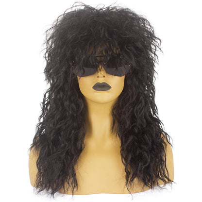 Askuang 80s Costumes for Men and Women 80s Rock Long Black Mullet Wig Halloween Costume Mens Wigs Long Curly Party Funny Wig