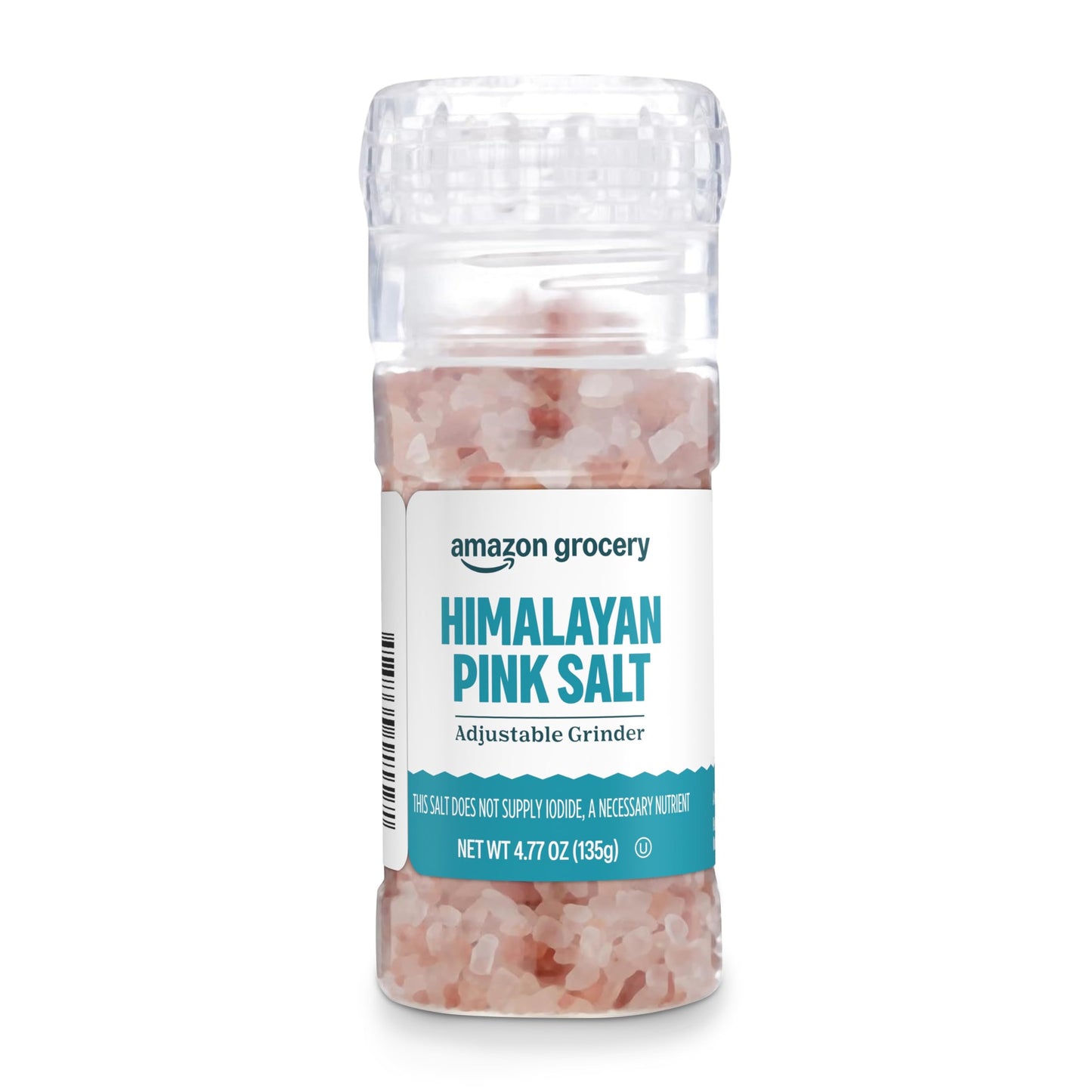 Amazon Grocery, Himalayan Pink Salt Adjustable Grinder, 4.77 Oz (Previously Amazon Fresh, Packaging May Vary)