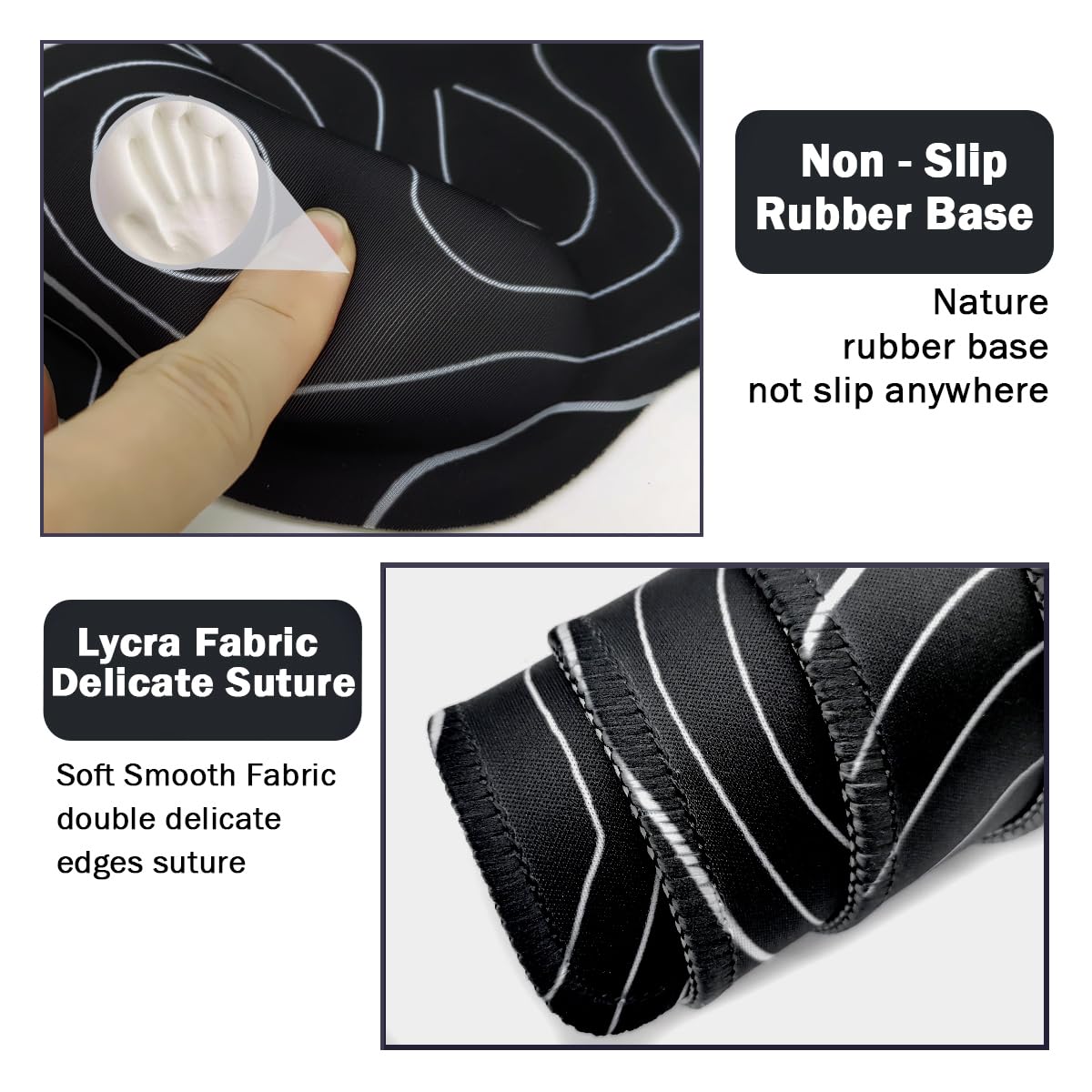 4-in-1 Gaming Mouse Pad Wrist Support Set，Desk Pad + Mouse Pad with Wrist Rest + Keyboard Wrist Rest + Coaster, Ergonomic Design for Home Office Study Game - Topographic Contour