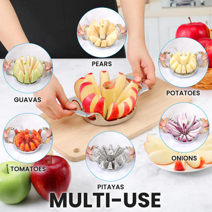 AUBENR 4.72 Inch Extra Large Apple Slicer with 12 Blades - Professional Heavy Duty Apple Cutter -304 Stainless Steel Apple Corer Tool - Sharp Apple Slicer and Corer - Easy to Use - Dishwasher Safe