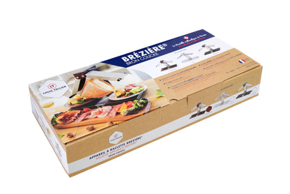 BRON COUCKE - Commercial Raclette Cheese Melter "Brézière" Basalte- Traditional French Raclette For Quarter Wheel – 4-Person - Adjustable Heating Rods - Foldable - Safety Switch - 110V