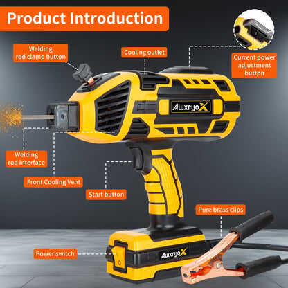 AwxryoX Portable Handheld Welding Machine, 110V 140Amp Upgraded Maquina de Soldar with IGBT Inverter 6 Variable Current, Soldadora Welding Tool Set with 3/32"-1/8" Welding Rod & Protective Gloves