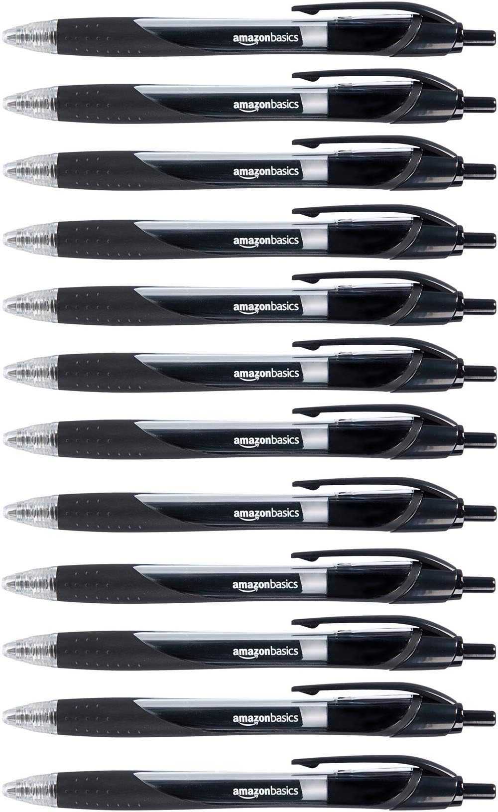 Amazon Basics Retractable Gel Ink Pens, Fine Point, Smooth Writing, Black, 12-Pack
