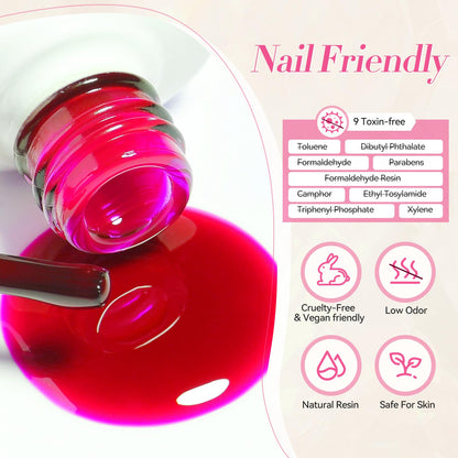 BORN PRETTY Jelly Gel Nail Polish Halloween Neon Gel Polish,Hot Pink Red Purple Blue Green Yellow 6Colors Translucent Effect,Soak Off U v LED Light Cure Nail Art Kit for Salon Manicure and DIY at Home
