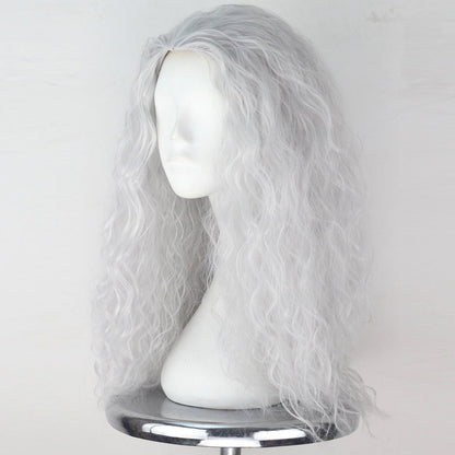 Witch Wig Old Lady Wig Women Long Grey Curly Costume Wig Cosplay Halloween Hair