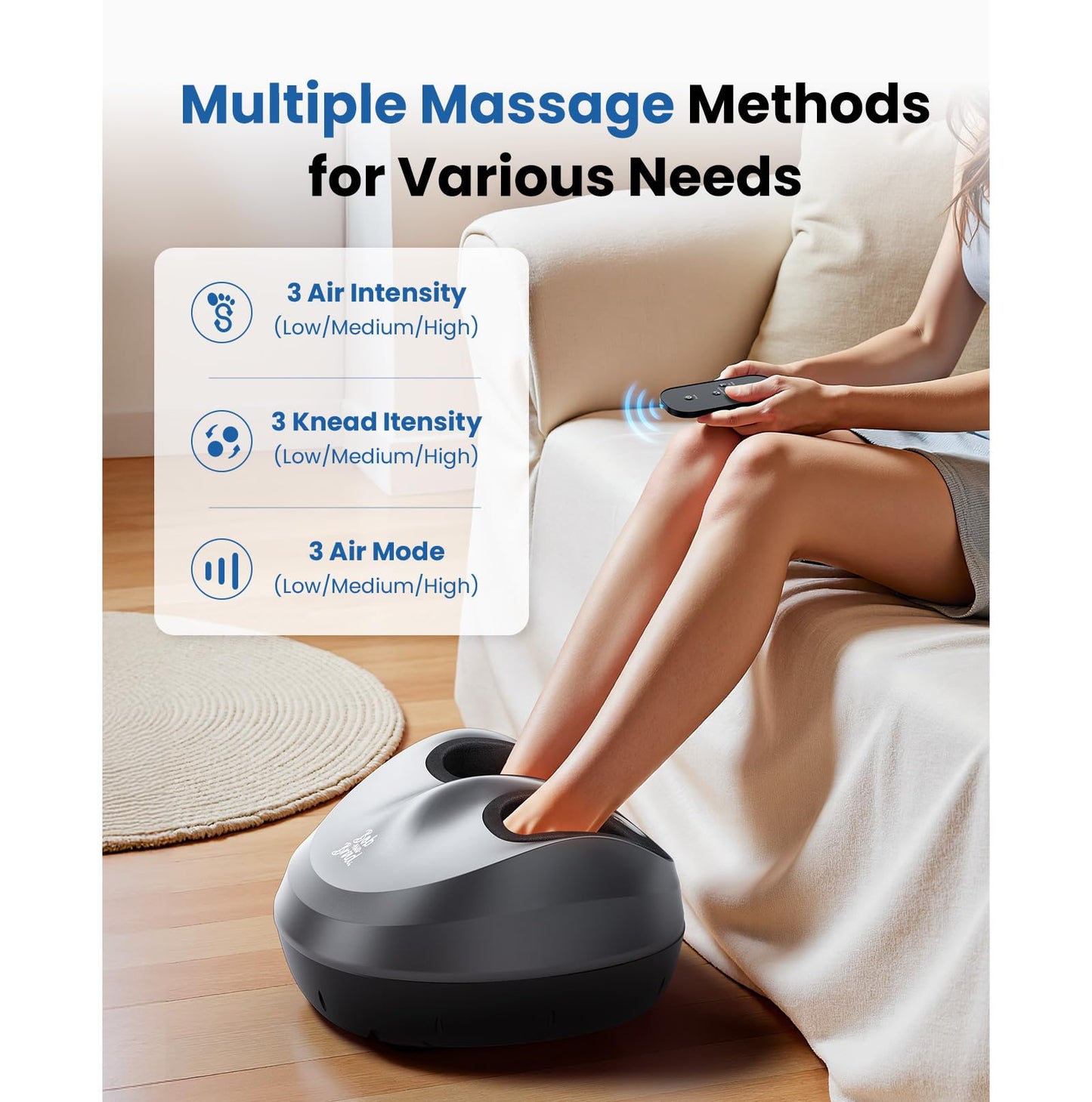 BOB AND BRAD Foot Massager Machine with Heat and Remote-FSA & HSA Eligible, Electric Shiatsu Deep Kneading Foot Massager with 4 Level, Relieve for Plantar Fasciitis and Neuropathy Pain