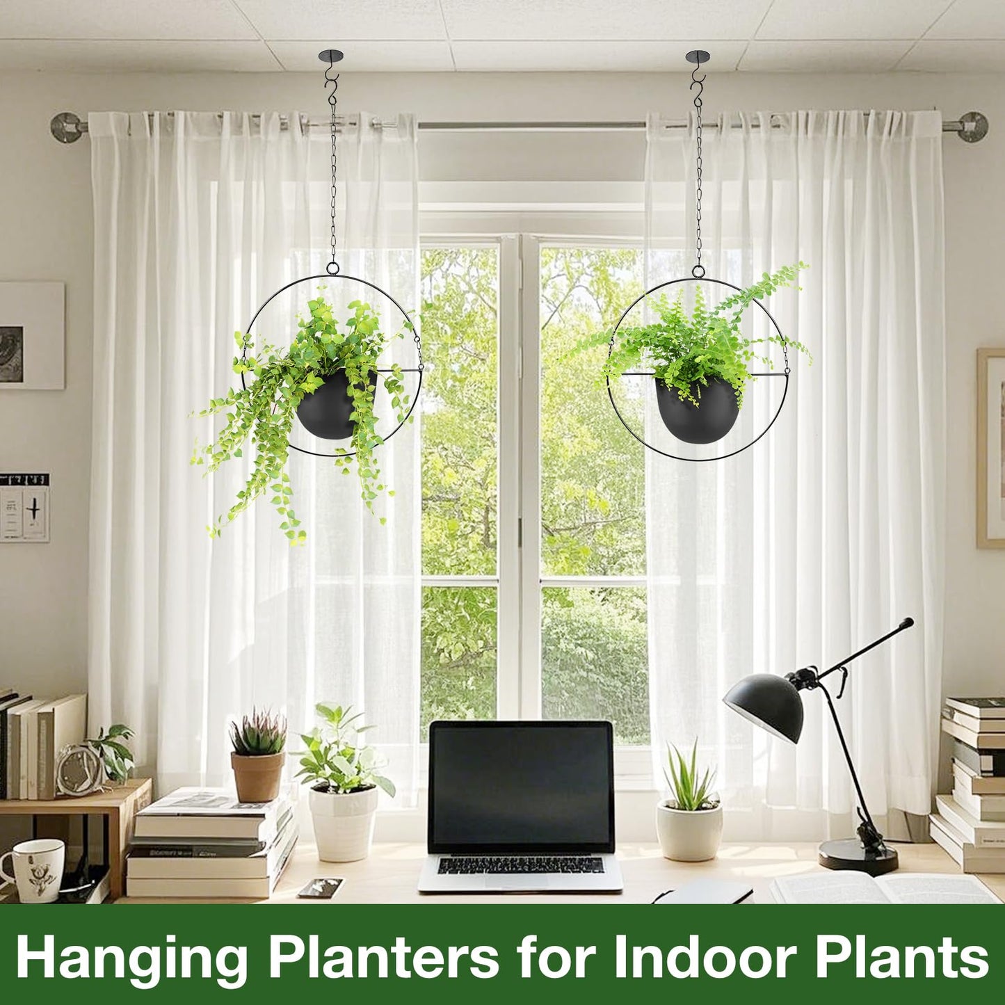 awz p eal. Metal Hanging Planters, Indoor and Outdoor Hanging Planter, Wall Planters with Mid Century Holder, Extra Chain, Hooks for Modern Home Décor