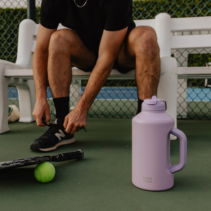 BOTTLE BOTTLE Insulated Water Bottle 64 oz with Straw and Dual-use Lid Stainless Steel Water Bottle with Handle Stainless Steel Jug for Workout Gym Soccer and More Sports purple
