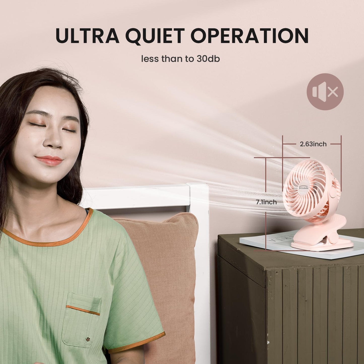 AA Battery Operated Clip-On Fan with Aroma, 4 Speeds, 5-inch Small Personal Fans for Baby Stroller, USB Powered, Quiet, 360° Rotation for Desk/Dorm/Camp/Golf Cart, Portable Home/Office/Bed Use