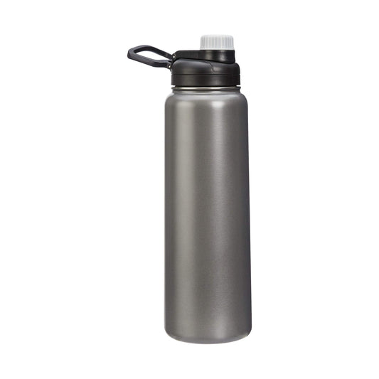Amazon Basics Large Stainless Steel Insulated Water Bottle, Spout Lid, 30.1 ounces, Gray