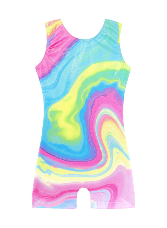HOZIY Gymnastics Leotards for Girls Toddlers Colorful Multicolored Watercolor Liquid Size 6-7 Years Tumbling Outfits Suit Dance Clothes Clothing Sparkle