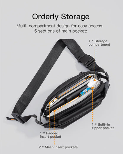 Inateck Sling Bag X, Compact Chest Bag Men Women Waterproof Bum Bag Chest Bags Shoulder Bag Crossbody Bag for Everyday Travel Hiking