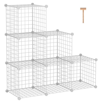 C&AHOME Wire Cube Storage, 6 - Cube Organizer Metal C Grids, Modular Shelves Units, Storage Bins Shelving, Closet Organizer, Ideal for Home, Office, Living Room, 36.6”L x 12.4”W x 36.6”H White