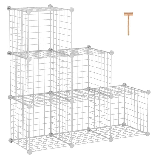 C&AHOME Wire Cube Storage, 6 - Cube Organizer Metal C Grids, Modular Shelves Units, Storage Bins Shelving, Closet Organizer, Ideal for Home, Office, Living Room, 36.6”L x 12.4”W x 36.6”H White