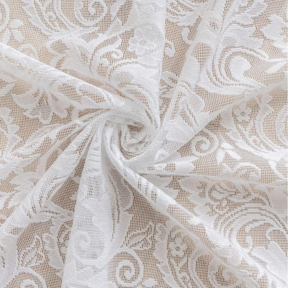 ALIGOGO Lace Cafe Curtains 30 inch Length - Privacy Mini Curtain for Bathroom Window Front Door, Elegant Short Half Scalloped Cabinet Curtains for Small Windows 2 Panels, 26" x 30" White