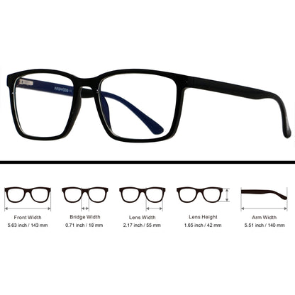 ANDWOOD Blue Light Blocking Glasses Men Women Computer Filter Large Frame Bluelight Blocker Anti Blue Ray Square Black