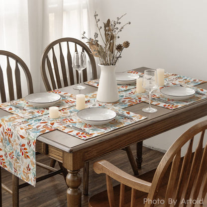 Artoid Mode Eucalyptus Leaves Fall Placemats Set of 4, 12x18 Inch Seasonal Autumn Harvest Table Mats for Outdoor Home Party Dining Decoration