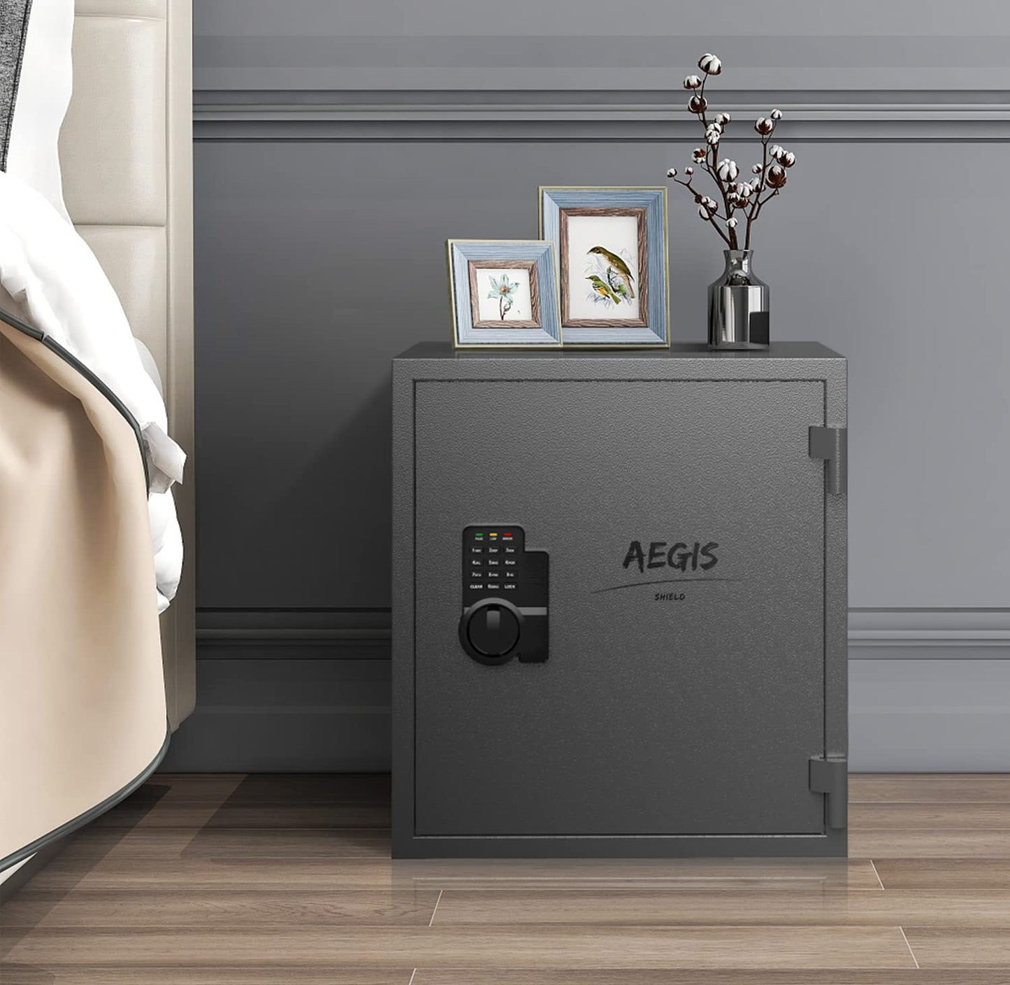 AEGIS Safe Box - 1.6 Cubic Feet Fireproof Digital Keypad Security Steel Home Office Safe for Documents, Cash, Valuables with USB Port, Emergency Keys, Removable & Adjust Shelves