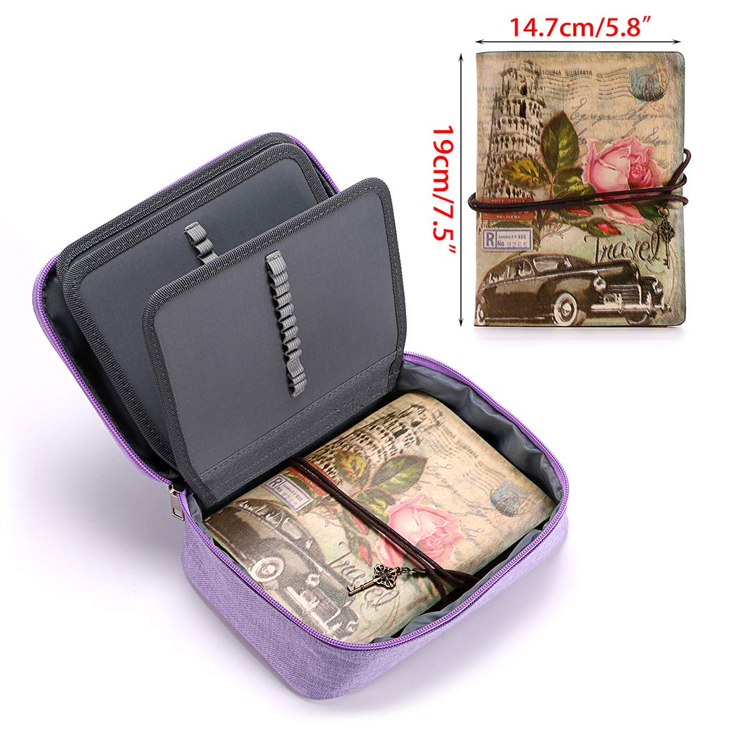 BTSKY® High Capacity Zipper Pens Pencil Case- Multi-Functional Stationery Pouch 72 Slots Colored Portable Pencil Bags With 2 Removable Sleeves(Purple)