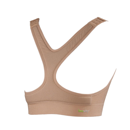 Bravity Women Anti-Wrinkle Cleavage Sleep Bra/Seamless & Adjustable Beige Size Small