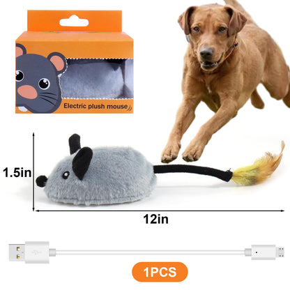 BABORUI Interactive Escaping Mice Squeaky Toys with Lights & Auto-Turn, Rechargeable Moving Toys for Small/Medium/Large Dogs & Cats (Grey)