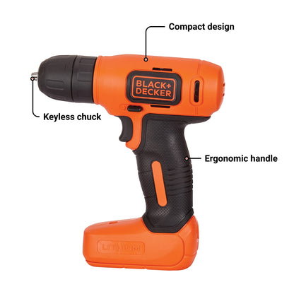 BLACK+DECKER 8V MAX* Cordless Drill + 43 pc. Home Decor Project Kit (BDCD8HDPK)