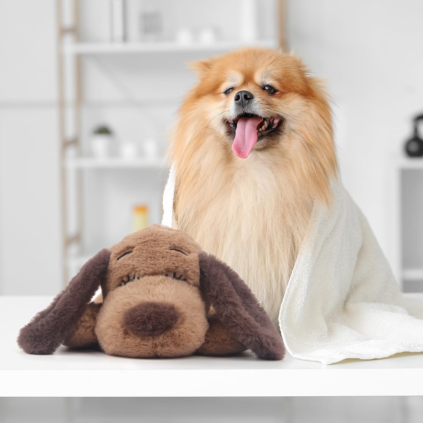 BEVERLYSHARK Heartbeat Puppy Toy Dog Anxiety Relief Calming Aid Heartbeat Stuffed Animals Pet Comfort Cuddle Sleep Aid Puppy Behavioral Training Aid Toy for Dog Cat