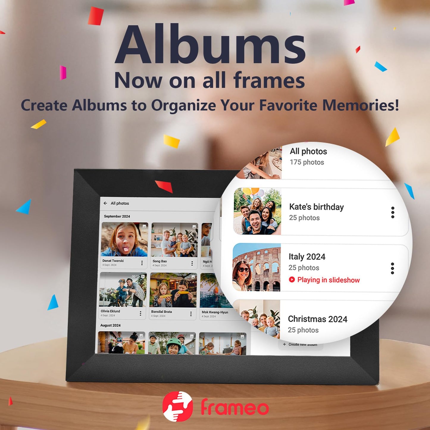 32GB FRAMEO 10.1 Inch Smart WiFi Digital Photo Frame 1280x800 IPS LCD Touch Screen, Auto-Rotate Portrait and Landscape, Built in 32GB Memory, Share Moments Instantly via Frameo App from Anywhere