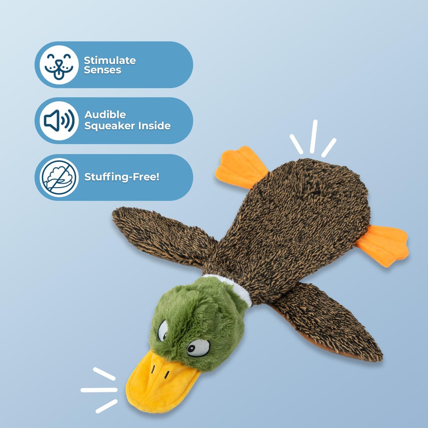 Best Pet Supplies 2-in-1 Stuffless Squeaky Dog Toys with Soft, Durable Fabric for Small, Medium, and Large Pets, No Stuffing for Indoor Play, Holds a Plastic Bottle - 1Wild Duck, Alligator, Large