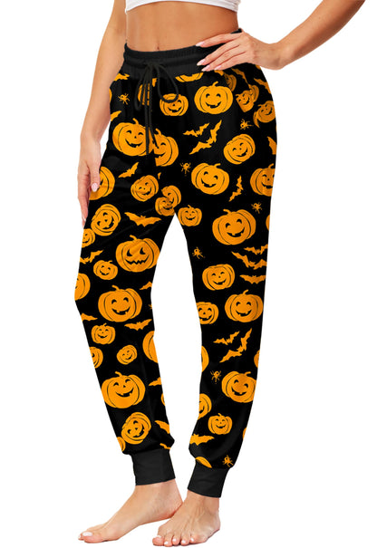 Women Pumpkin Leggings Halloween Jogger Pants for Women Cotton Ankle Drawstring Lounge Pajama Pants 2XL
