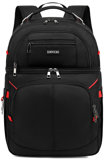 Insulated Cooler Backpack,Double Deck Leak Proof Cooler Bag,Insulated Backpack Cooler Lunch Backpack for Men Women,Black & Red