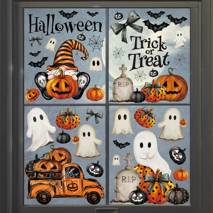 Horaldaily 83 PCS Halloween Window Cling Sticker, Ghosts Pumpkins for Home Party Supplies Shop Window Glass Display Decoration