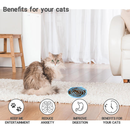Bifeaw Slow Feeder Cat Bowl, Easy to Clean Silicone Bowl, Ideal for Dry and Wet Food (Green and Blue)