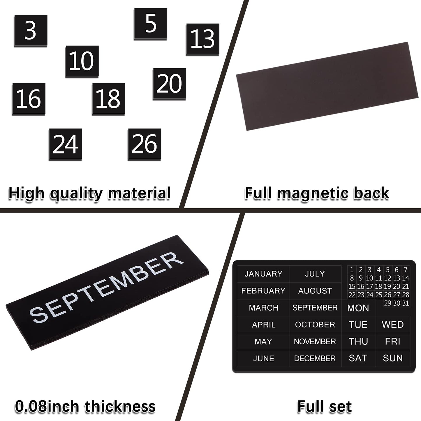 50 Pcs Calendar Magnet Numbers for Whiteboard and Refrigerator, Magnetic Days of The Week and Months Magnetic Calendar Dates Indicators for Office (10.4 x 6.7 Inch)