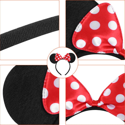 20 Pack Mouse Ears Solid Bow ears Headband for Birthday Party Supplies and Mouse Themed costume Cosplay Decoration