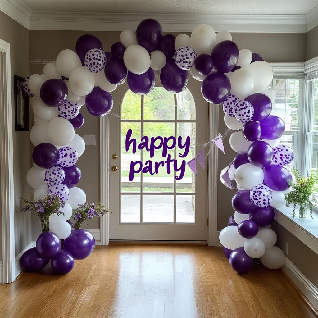 Bezente Dark Purple Latex Party Balloons - 100 Pack 12 inch Round Helium Purple Balloons for Wedding Graduation Halloween Birthday Party Backdrop Decorations