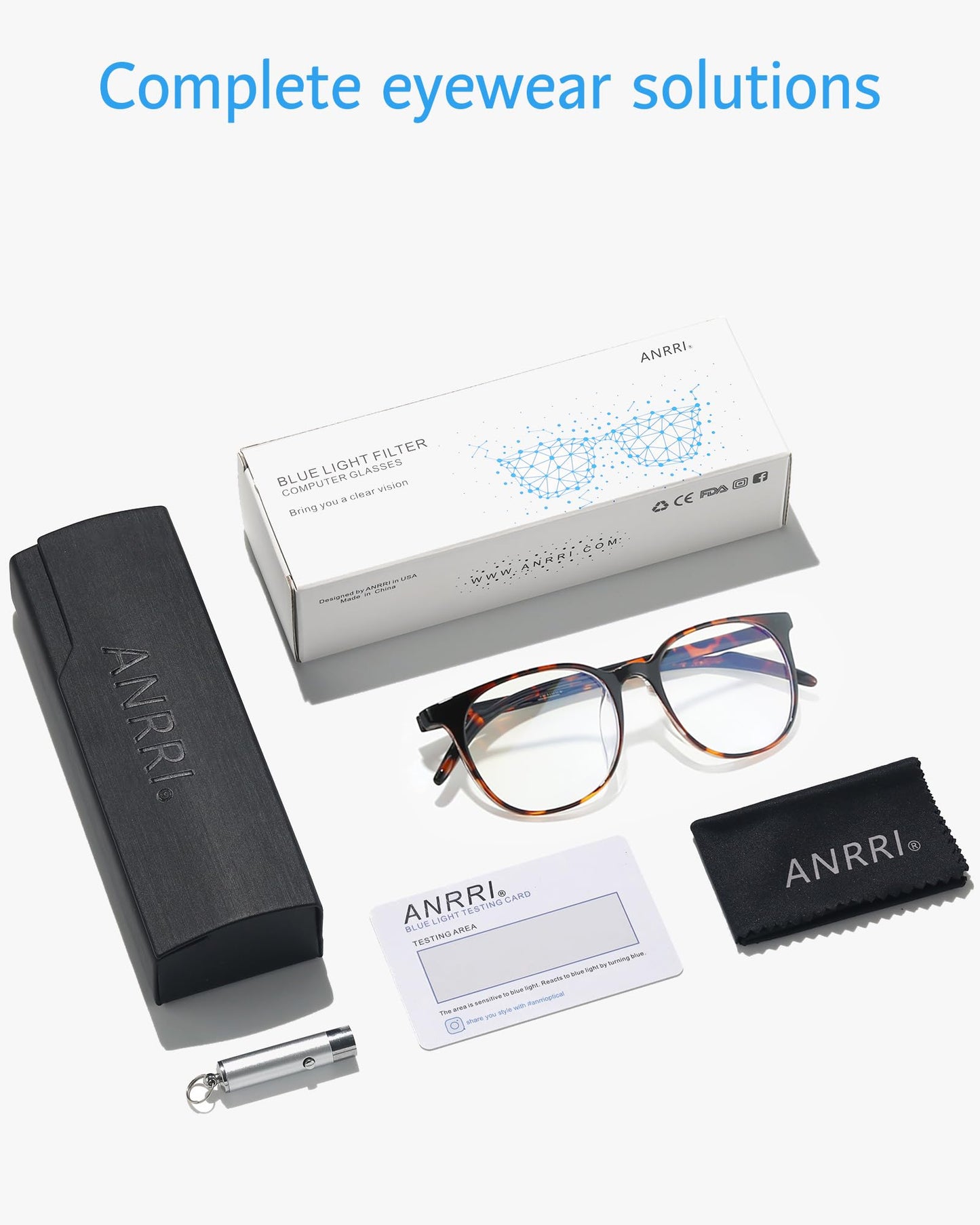 ANRRI Blue Light Blocking Glasses Anti Eye Strain Computer Glasses Filter UV400 Lightweight Frame Eyeglasses for Women Men
